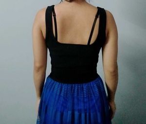 Black Ribbed Crop Tank Top