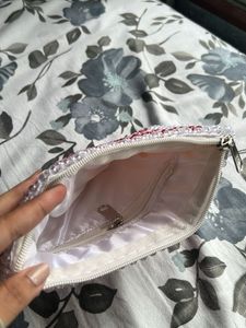 Red And White Beaded Clutch / pouches/ Handbags