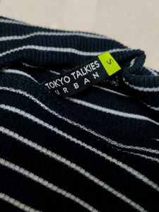 TOKYO TALKIES Blue Striped Tshirt Full Sleeve