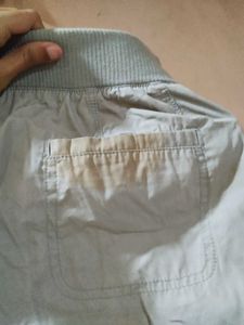 Beige Cropped Cargo Capri