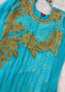 Blue Embroidered anarkali suit