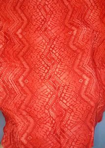Beige &amp; Red Trim Traditional Kurti and skirt