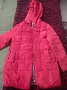 Bold Red Quilted Puffer Jacket with Hood