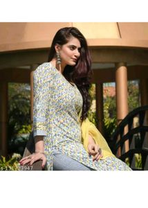 Yellow White Kurta