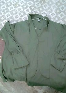 Green Tie Neck Blouse