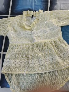 Yellow Colour Net Cotton Top