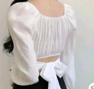 White Tie-Back Crop Top