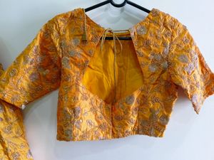 Yellow Bridal Partywear Lehenga .With Pink Dupatta