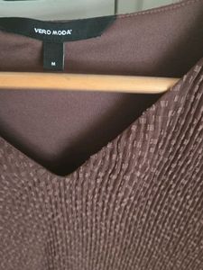Vero Moda Brown Pleated Blouse
