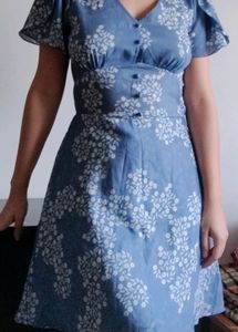 **Price Drop**Light Navy Blue Fit and Flare Dress