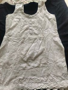 White Chikankari Kurti - L