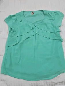 Cute Mint Green Ruffled Top