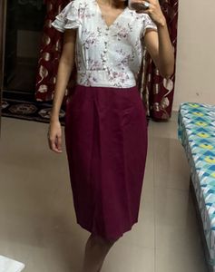Beautiful Floral Red And White Dress