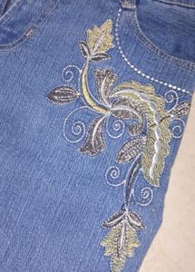 Embroidered &amp; Distressed Jeans