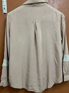 Lace Trim Button-Down Top