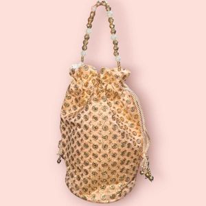 Silk Peach Embroidery Potli