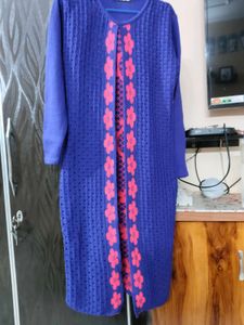 Floral Warm Jacket Style Wool Kurti