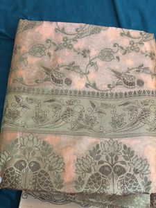 Peach Orange Silk Saree