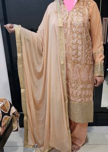 4 PIECE MIRROR WORK KURTA AND BOTTOM WITH JACKET