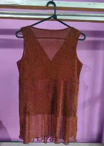 Shimmering Sleeveless V-neck Blouse
