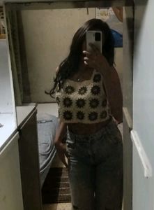 Off White Crochet Crop Top