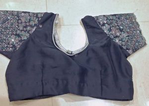 Elegant Grey Sequin Saree