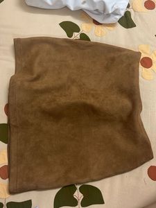 Brown Lace-Up Mini Skirt