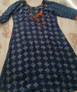 Attractive Blue Printed Ethnic Kurta with Dori