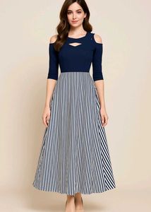 Chic Striped Long Dress