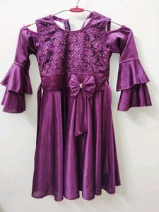 4-6 Years Elegant Purple Girl's Party Dress