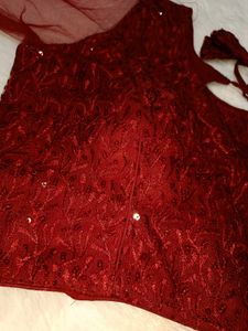 Maroon Net Sleeve Blouse