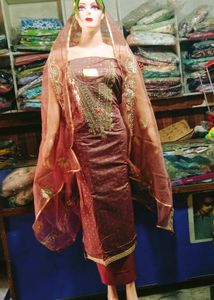 Gotta Patti Embroidery Work Unstitched Suit
