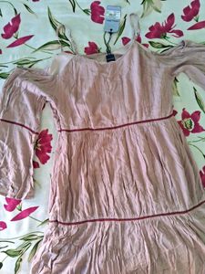 Beige Cold Shoulder Dress