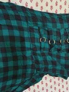 Checked Green Casual Dress