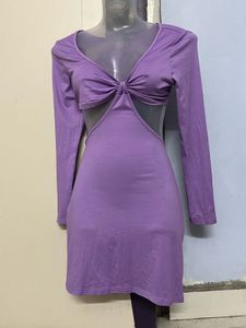 SHEIN Branded Purple Cutout Mini Dress