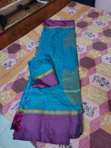 Blue &amp; Purple Silk Saree
