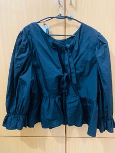 H&amp;M Black Tie Up Top New With Tag XL