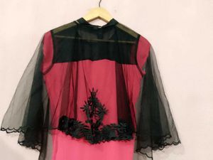 Pink Midi Dress with Cape