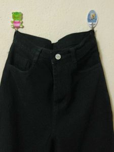 Wide Leg Black Denim Jeans