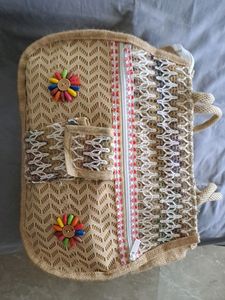 y2k Boho Jute Beach Handbag with beads