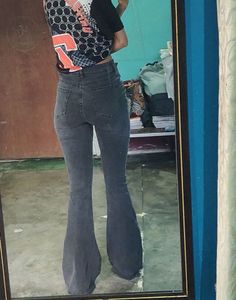 Charcoal Gray Flare Jeans