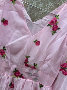 Pink Floral Embroidered Dress