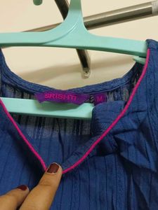 Branded Cotton Blue Embroidered Dress