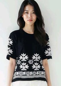Black Embroidered T-shirt