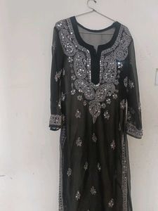 Black Embellished  Chikankari Kurti