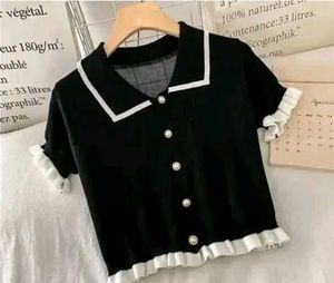 Black & White Collared Top