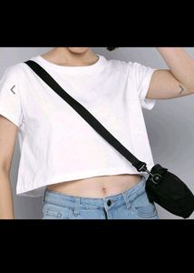 HERE &amp; NOW White Oversized Crop T Shirt