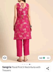 Sangria V neck floral print Kurta Set