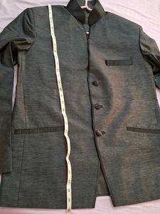 Gray Band Collar Blazer