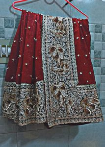 MAROON WEDDING SAREES EMBROIDERY